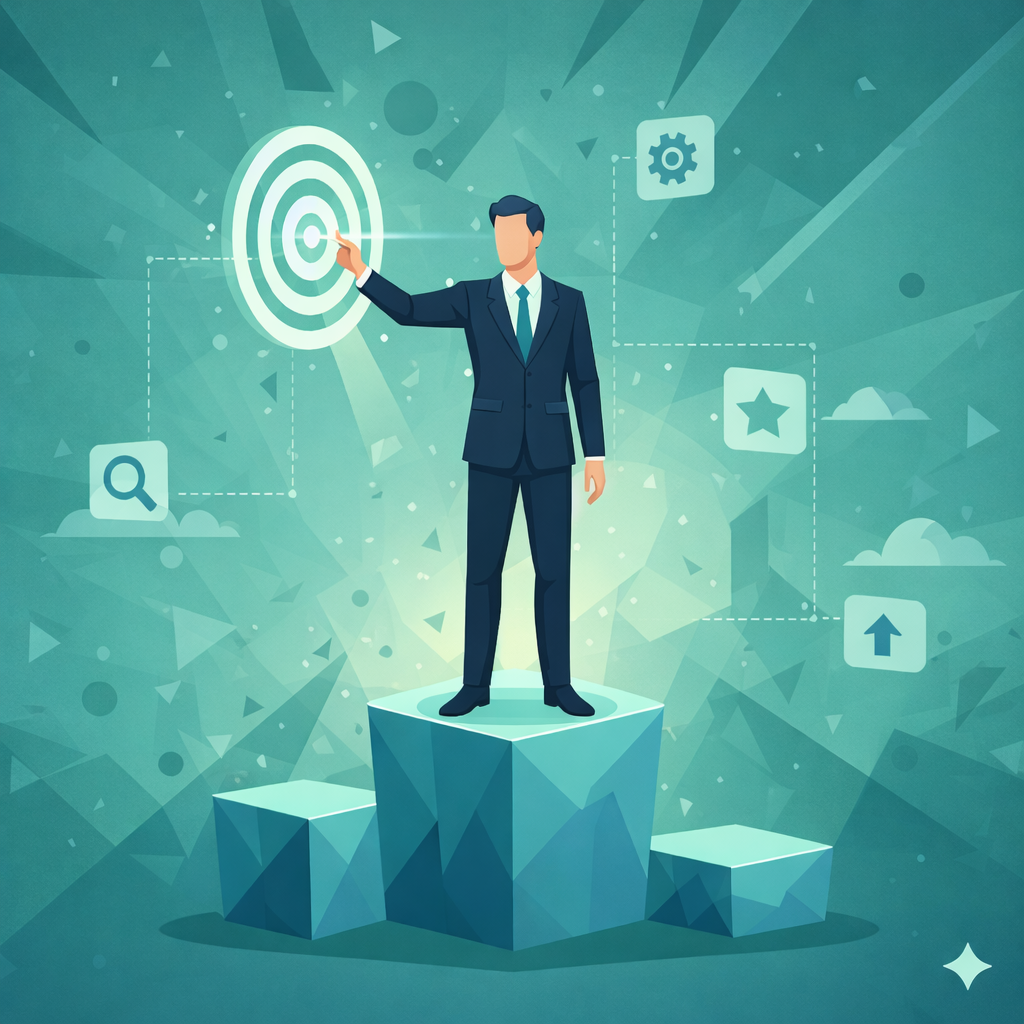 Eesmärkide seadmise mentorluse ikoon — sihtmärk ja fookus